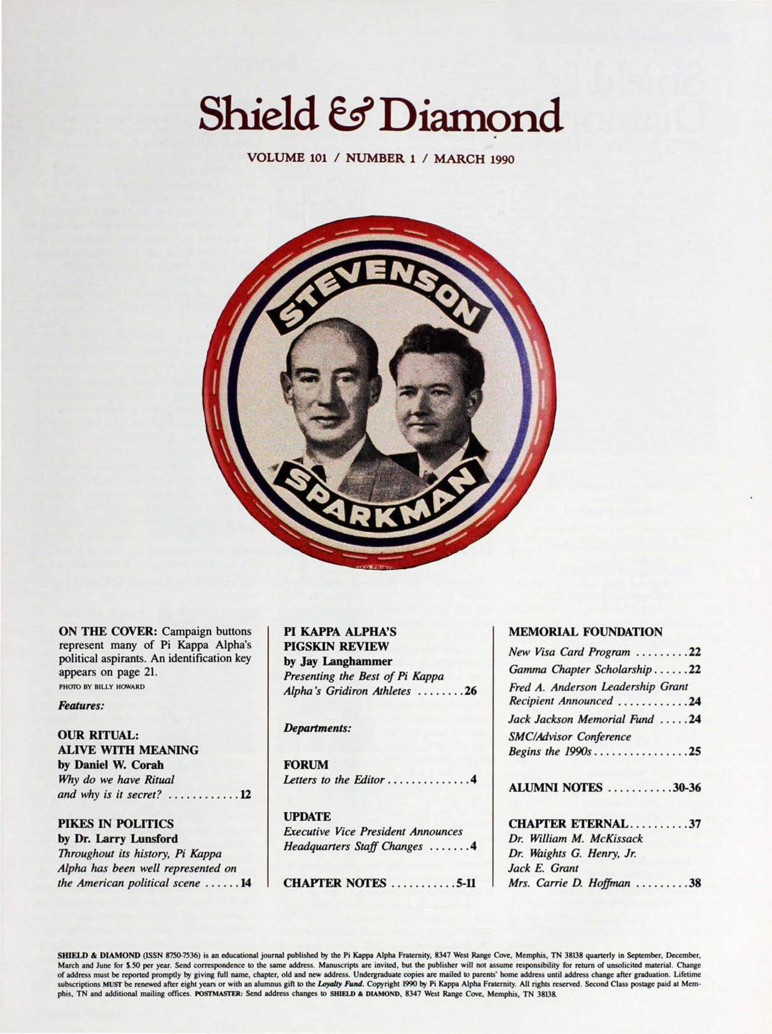 Shield & Diamond, Vol. 101, No. 1, Table Of Contents